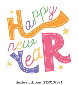 Year typography flat sticker design 