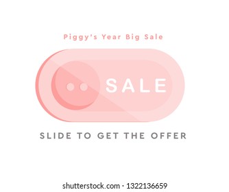 Pig’s Year Web Illustration, Web Design, Button, Sale Banner, 2019 New Year Celebration, Chinese New Year Vector, Happy New Year Event Vector, 2019 Cute Illustration