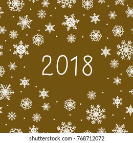 year and white snowflakes on a yellow background