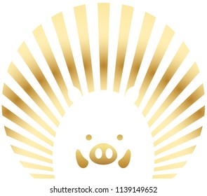 Year of the Wild Boar icon for new year’s greeting cards, vector illustration.