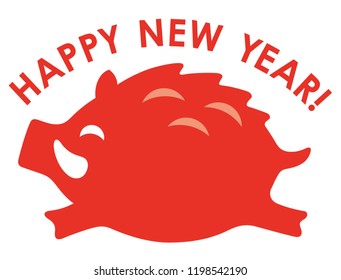 Year of the Wild Boar icon, vector illustration.