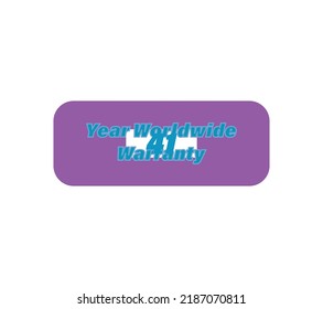 Year Worldwide Warranty sign label vector art illustration with awesome font on white background