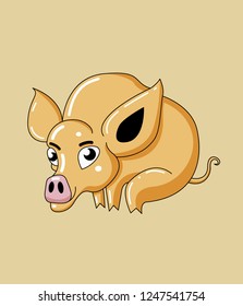 Year of the yellow pig 2019 year - vector illustration