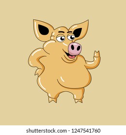 Year of the yellow pig 2019 year - vector illistration
