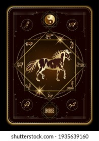 Year of the zodiac horse. Vector EPS10 illustration