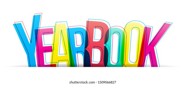 Yearbook Colorful Sign On A White Background. Vector Letters Illustration.