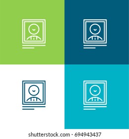 Yearbook green and blue material color minimal icon or logo design