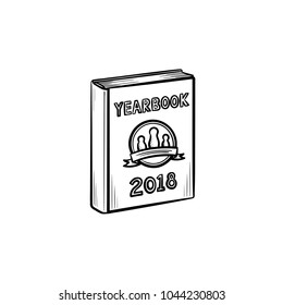 Yearbook Hand Drawn Outline Doodle Icon. Vector Sketch Illustration Of Photo Yearbook For Print, Web, Mobile And Infographics Isolated On White Background.