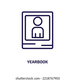 yearbook icon from general collection. Thin linear yearbook, eye, vision outline icon isolated on white background. Line vector yearbook sign, symbol for web and mobile