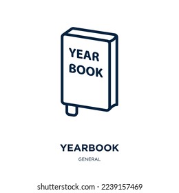 yearbook icon from general collection. Thin linear yearbook, calendar, education outline icon isolated on white background. Line vector yearbook sign, symbol for web and mobile