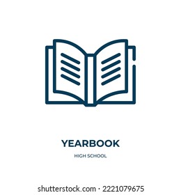 Yearbook icon. Linear vector illustration from high school collection. Outline yearbook icon vector. Thin line symbol for use on web and mobile apps, logo, print media.