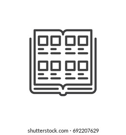 Yearbook line icon, outline vector sign, linear style pictogram isolated on white. Symbol, logo illustration. Editable stroke. Pixel perfect vector graphics