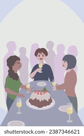 Year-end party, year-end party, champagne party, women’s gathering