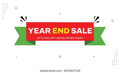 Year-End Sale Get Up to 50% Off Limited Time Offer Only Today Shop Now with Eye-Catching Sale Banners Element Shapes and Custom Templates in Red Black Yellow and White Backgrounds for Your Designs