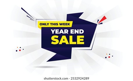 Year-end sale only this week banner editable template design featuring a light yellow and dark blue gradient with white background and red shapes, perfect for promotions and discounts