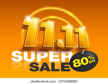 Year-end sales promotion on the 11th November 11.11 sale banner or poster template for advertising online shopping on social media.