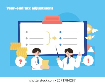 Year-end tax adjustment character object illustration