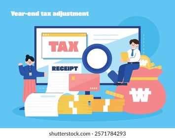 Year-end tax adjustment character object illustration