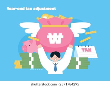 Year-end tax adjustment character object illustration