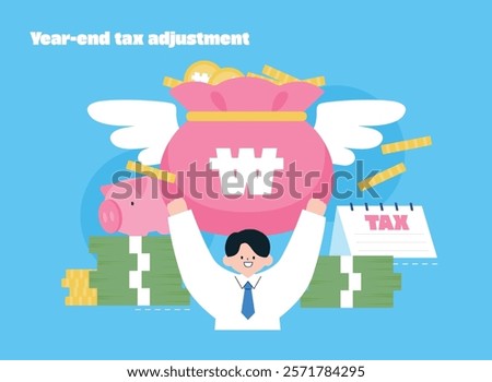 Year-end tax adjustment character object illustration