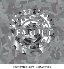 Yearling grey camo emblem. Vector Illustration.