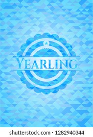Yearling light blue emblem with mosaic background