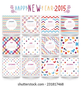 Yearly 2015 calendar with different pattern.