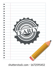 Yearly drawn in pencil. Vector Illustration. Detailed.