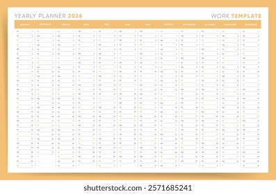 Yearly Planner 2026 Sunday Start Yellow Corporate Design Template