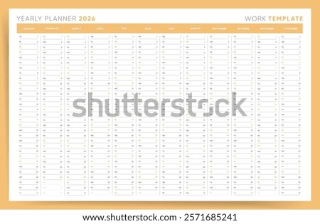 Yearly Planner 2026 Sunday Start Yellow Corporate Design Template
