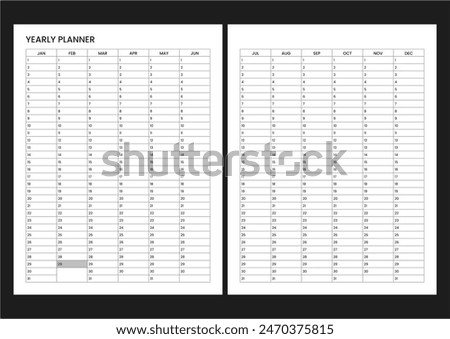 Yearly Planner, 6 Month Overview, Year at a Glance, Haf year planner