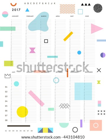 yearly planner calendar vertical months on stock vector royalty