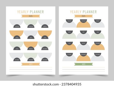 Yearly Planner Template, Modern Planner Template Set, Vector Planner