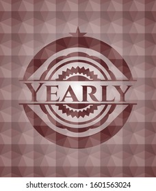 Yearly red seamless emblem with geometric background.