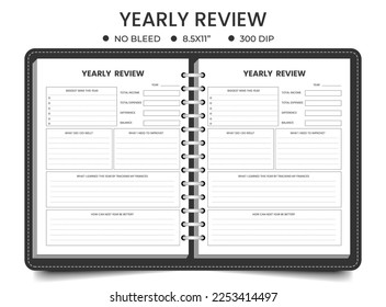 Yearly review planner logbook or notebook	