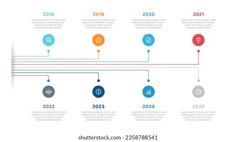 Diseño anual de plantillas de información comercial de línea de tiempo