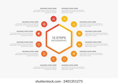 Yearly Timeline Circle Infographic Design Template with Twelve Options