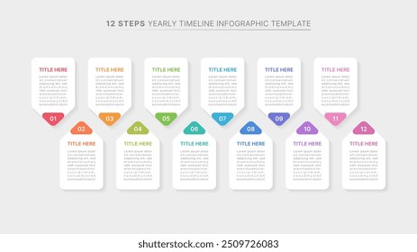 Modelo de design infográfico de círculo de linha do tempo anual com doze opções