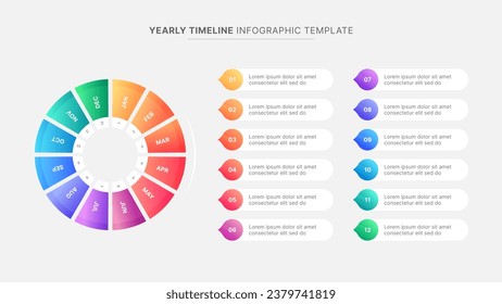 Plantilla Infográfica Circular de Cronología Anual con 12 Meses