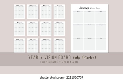 Yearly Vision Board Kdp Interior Template Design