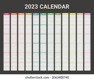 Yearly Wall Planner For The 2023 Year.