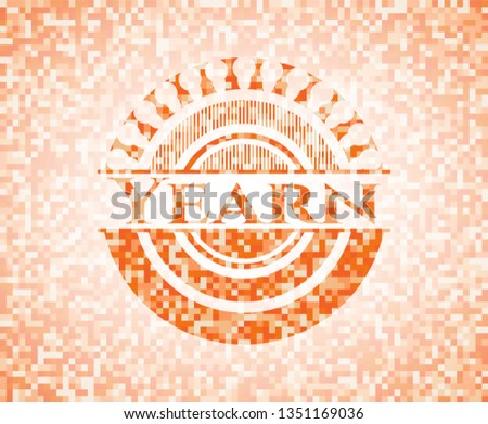 Yearn abstract orange mosaic emblem with background