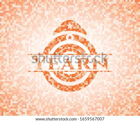 Yearn abstract orange mosaic emblem with background