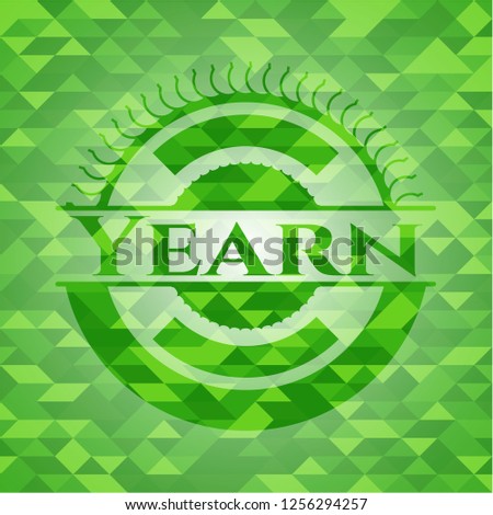 Yearn green emblem. Mosaic background
