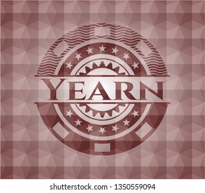 Yearn red emblem with geometric background. Seamless.