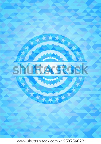 Yearn sky blue emblem. Mosaic background