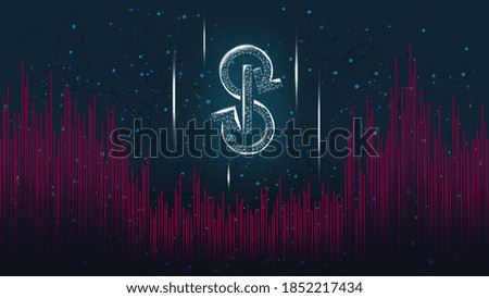 Yearn.finance YFI token symbol polygonal style of the DeFi project on dark background. Cryptocurrency logo icon. Decentralized finance programs. Vector illustration.
