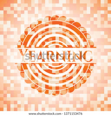 Yearning abstract orange mosaic emblem with background