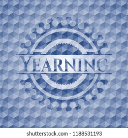 Yearning blue emblem with geometric background.
