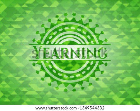 Yearning green emblem. Mosaic background